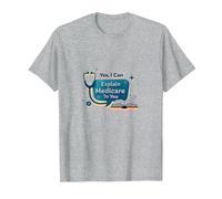 Pregúntame sobre Medicare - Puedo explicártelo Camiseta, Hombre, Gris Jaspeado, XXL
