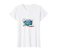Pregúntame sobre Medicare - Puedo explicártelo Camiseta, Mujer, Blanco, 3XL