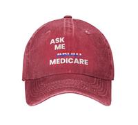 Pregúntame sobre Medicare, Sombrero de Vaquero, Gorra de béisbol Vintage para Hombre, Sombreros de papá para Mujer, Sombreros para el Sol, Gorra de Camionero Ajustable Negra