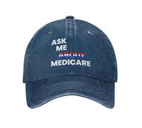 Pregúntame sobre Medicare, Sombrero de Vaquero, Gorra de béisbol Vintage para Hombre, Sombreros de papá para Mujer, Sombreros para el Sol, Gorra de Camionero Ajustable Negra