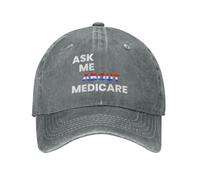 Pregúntame sobre Medicare, Sombrero de Vaquero, Gorra de béisbol Vintage para Hombre, Sombreros de papá para Mujer, Sombreros para el Sol, Gorra de Camionero Ajustable Negra