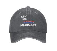 Pregúntame sobre Medicare, Sombrero de Vaquero, Gorra de béisbol Vintage para Hombre, Sombreros de papá para Mujer, Sombreros para el Sol, Gorra de Camionero Ajustable Negra