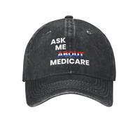 Pregúntame sobre Medicare, Sombrero de Vaquero, Gorra de béisbol Vintage para Hombre, Sombreros de papá para Mujer, Sombreros para el Sol, Gorra de Camionero Ajustable Negra
