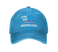 Pregúntame sobre Medicare, Sombrero de Vaquero, Gorra de béisbol Vintage para Hombre, Sombreros de papá para Mujer, Sombreros para el Sol, Gorra de Camionero Ajustable Negra