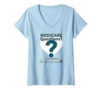 Pregúntame sobre Medicare - ¡Tengo respuestas! Camiseta Cuello V, Mujer, Azul Bebé, L