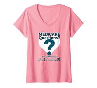 Pregúntame sobre Medicare - ¡Tengo respuestas! Camiseta Cuello V, Mujer, Rosado, L