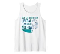 Pregúntame sobre mi Agenda Feminista Liberal Feminismo Feminismo Femenino Camiseta sin Mangas