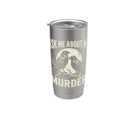 Pregúntame sobre mi asesinato cuervo cuervo humor oscuro Luna Sarcástico Vaso térmico de acero inoxidable de doble pared