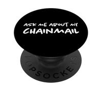 Pregúntame sobre mi COTA de Malla | Caballeros | Armadura de Cadena Divertida PopSockets PopGrip Adhesivo