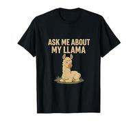Pregúntame sobre mi Llama Vintage Bold Sans-Serif Cartoon Camiseta
