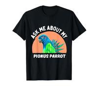 Pregúntame sobre mi Loro de Cabeza Azul Camiseta gráfica económica, Hombre, Negro, XL