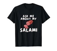 Pregúntame sobre mi Salami, Chef, Carnicero, Cocinero, Divertido para Hombres Camiseta gráfica económica, Hombre, Negro, L