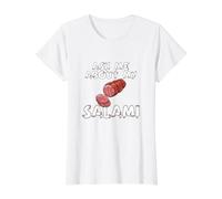 Pregúntame sobre mi Salami, Chef, Carnicero, Cocinero, Divertido para Hombres Camiseta gráfica económica, Mujer, Blanco, XS