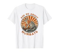 Pregúntame sobre Numbats Cute Aussie Anteater Camiseta gráfica económica, Hombre, Blanco, S