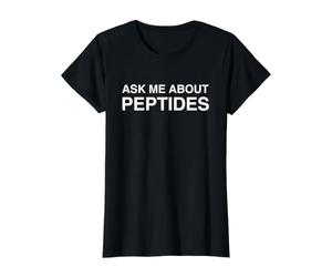 Pregúntame sobre péptidos Funny Biohacking Health Meme Gimnasio Humor Camiseta gráfica económica, Mujer, Negro, XL