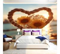 Preguntas De Amor Papel Pintado Pared Panorámico Flores Atardecer Girasol 250 x 175 cm Póster Gigante de Pared Personalizado 3D Para Sala de Estar, Adulto Habitación de Niños, Estudio