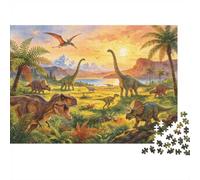 Prehistoric Dinosaur Puzzle 1000 Piezas Papel Reciclado Jurassic Period Puzzles para Adultos Juego Familiar Divertido y Desafiante Regalo de Bendiciones de Vacaciones for Men 70x50cm/1000pcs