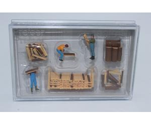 Preiser 10707 3 Figuras Apilando Trabajadores De Madera 1:87 H0 NUEVO OVP