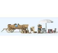 Preiser 10742 Pack De Figuras H0 Mercado Puesto Con Carro De Granja