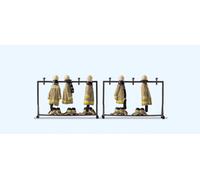 Preiser 17720 Beige Uniformes de Bomberos en 2 Soportes Figura H0 Nue