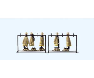 Preiser 17720 Beige Uniformes de Bomberos en 2 Soportes Figura H0 Nue