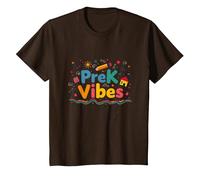 PreK Vibes, Divertido y Colorido, para niños listos para el jardín de Infantes Camiseta, Niños, Marrón, 12 años