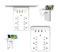 Preliminark Wall Outlet Extender, Relativelk Wall Outlet Extender with Shelf, Protector & Shelf and USB Ports, Flat Plug Power Strip for Home, Office, Travel Outdoor (Mix*2)
