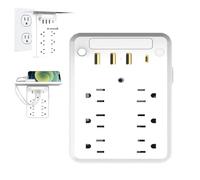 Preliminark Wall Outlet Extender, Relativelk Wall Outlet Extender with Shelf, Protector & Shelf and USB Ports, Flat Plug Power Strip for Home, Office, Travel Outdoor (No Tray)