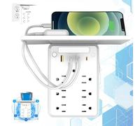 Preliminark Wall Outlet Extender with Shelf Night, 9 In 1 6 Ac Outlets Power Socket Expander Usb Wall Charger, 2025 New Multi Plug Outlets Extenders, Detachable Plug Expander for Home Dorm(1PC)