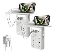 Preliminark Wall Outlet Extender with Shelf Night, Preliminark Power Stripwall Outlet Extender with Shelf Night, for Home & Dorm Plug (2-PCS)
