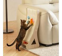 Prelisee Rascador para gatos de doble uso, cartón rascador para gatos, grande, 63 cm, curvado, muebles para gatos, 100 % sisal natural, para sofá y protección de pared, con cascabeles, juguete de