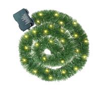 Prelit Christmas Garland | Pine Branches Christmas Garland | 16.4Ft Pine Branches Lighted Garland with LED Lights | Beautiful Pine Needle Christmas Mantel Garland for Outdoor and Indoor Holiday Decor