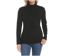 Premamá Tops Cuello Alto Jersey Camiseta Materna de Manga Larga Mujeres cómodo Cálido Interior térmica Basic Color sólido Camiseta Ropa Premamá de Otoño e Invierno Regalo Durante el Embarazo