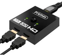 Premes Conmutador HDMI - 2 Eingänge, 1 Ausgang, 1 Eingang, 2 Ausglength-Splitter HDMI 4K @60Hz, Adaptador HDMI - Switch Ultra-HD más automático für PS5, Fire TV Stick, Blu-ray Player, Fernseher und
