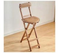 PremFolding - Taburete plegable de madera maciza gruesa, asiento y respaldo tejido de ratán, acolchado de espuma suave, compacto y portátil, 9 cm de grosor plegado, diseño de carga, ideal para uso