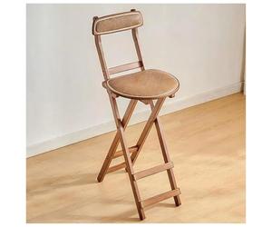 PremFolding - Taburete plegable de madera maciza gruesa, asiento y respaldo tejido de ratán, acolchado de espuma suave, compacto y portátil, 9 cm de grosor plegado, diseño de carga, ideal para uso