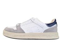 PREMIATA Zapatos de Hombre Zapatillas Tela Ante Cuero Quinn 7323 Blanco-Azul, Color blanco., 40 EU