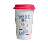 Premier 0722880 Taza de Viaje Wake Up, Porcelana, Multicolor, 9 cm