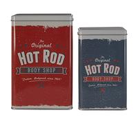 Premier Botes de Almacenamiento Hot Rod, Estaño, Multicolor, Round, Set of 3