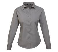Premier - Camisa lisa de popelín de manga larga para mujer