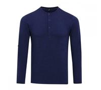 Premier Camiseta Hombre Manga Larga Rollo 100% Algodón Sin Cuello Botón Uniforme