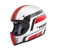 Premier CASCO MX BL 8 BM,BLANCO/ROJO/NEGRO,XS