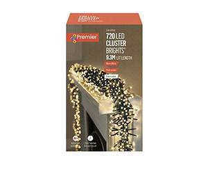 Premier Decorations - 720 luces LED multiacción con forma de racimo con temporizador - Blanco cálido
