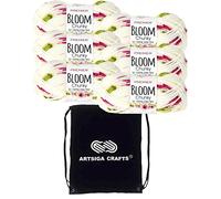 Premier - Hilo para tejer Bloom Chunky Baby's Breath 1114-17 (6 madejas) con el mismo tinte, grueso y voluminoso #5, paquete suave 100% acrílico con 1 bolsa Artsiga para manualidades