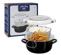 Premier Housewares 102102 - Freidora con Cesta y Tapa Pyrex, 16 x 33 x 27 cm, 5 l, Color Negro