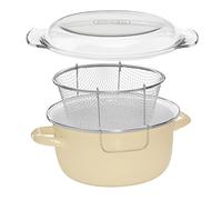 Premier Housewares 102112 - Freidora con Cesta y Tapa Pyrex, 16 x 33 x 27 cm, 5 l, Color Crema