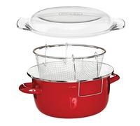 Premier Housewares 102114 - Freidora con Cesta y Tapa Pyrex, 16 x 33 x 27 cm, 5 l, Color Rojo