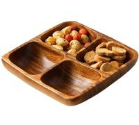 Premier Housewares 1104552 - Bandeja o Fuente Cuadrada para Aperitivos, Madera de Acacia, 5 x 20 x 20 cm, 4 Secciones