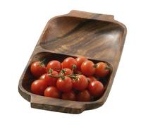 Premier Housewares 1104606 - Bandeja o Fuente Rectangular para Aperitivos con Asas, Madera de Acacia, 2 Secciones, 4 x 32 x 18 cm