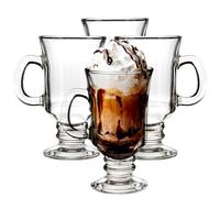 Premier Housewares 1405262 - Juego de 4 copas de café irlandesas (cristal), color plateado